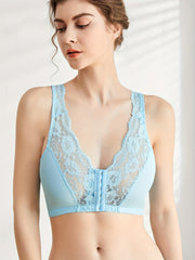 Lace Stitching Wireless Tank Bra Front Buckle Women's Lingerie