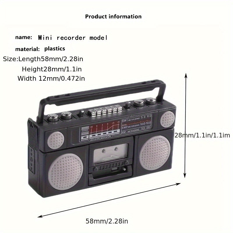 Mini Dollhouse Cassette Recorder Toy Gray Rubber with Accents 26cm H