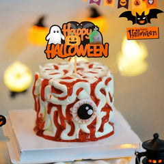 9pcs Halloween Cake Decorations Ghost Skeleton Funny Insert Paper Tray