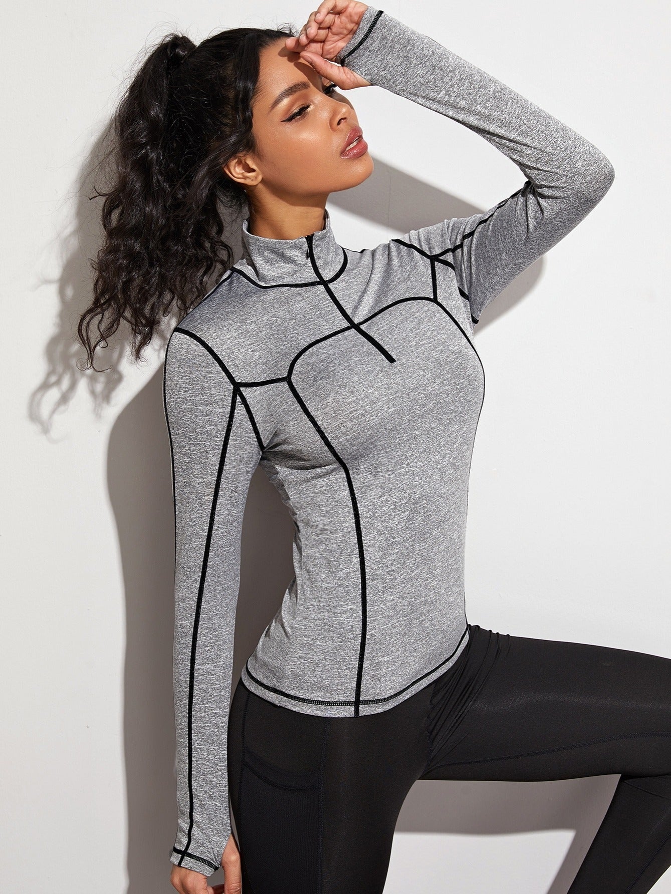 High Neck Half Zip Yoga Sports Top Slim Fit