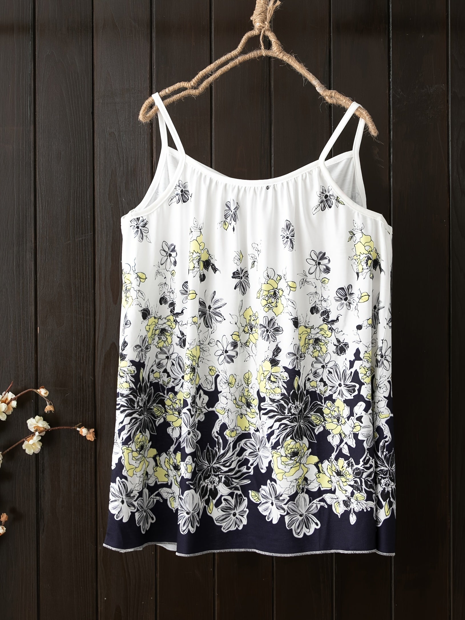 Floral Print Plus Size Cami Top Medium Stretch