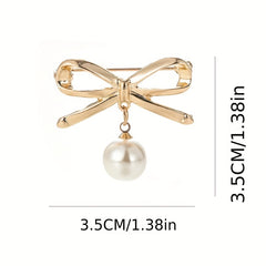 Pearl Pendant Bow Brooch Pin Women Accessory
