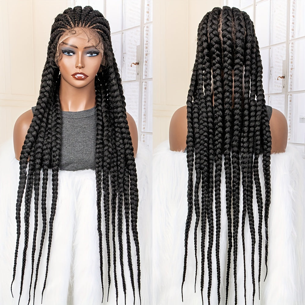Full Lace Braided Wigs for Women Jumbo Box Braids Lace Front Wig with Baby Hair