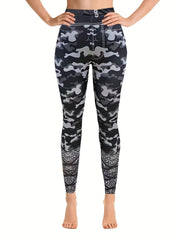 Camouflage Print Skinny Leggings High Waist Stretchy Leggings