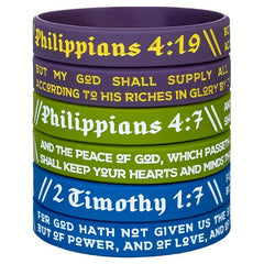 Religious Bible Silicone Bracelet Rubber Wristband Letter Graphic Praying