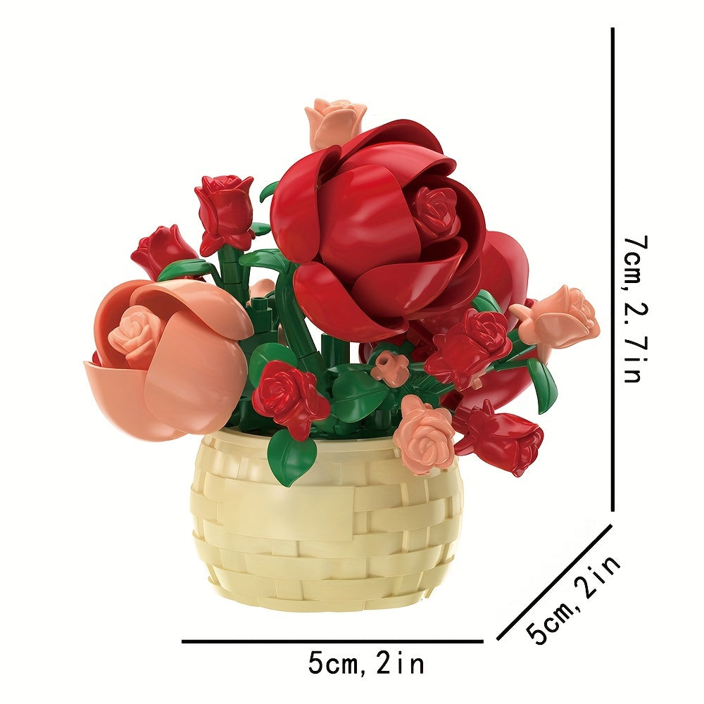 Flower Basket Bricks Toy, Various Flowers Models Building Blocks Toys