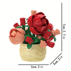 Flower Basket Bricks Toy, Various Flowers Models Building Blocks Toys