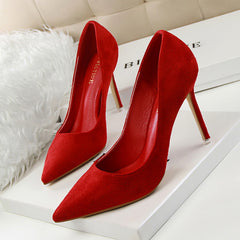 High Stiletto Heel Pointed Toe Slip On Pumps Sexy Party Heels
