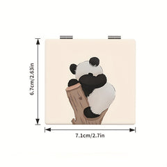 Double Sided Panda Pattern Mirror Compact Portable Makeup Vanity for Girls Teens