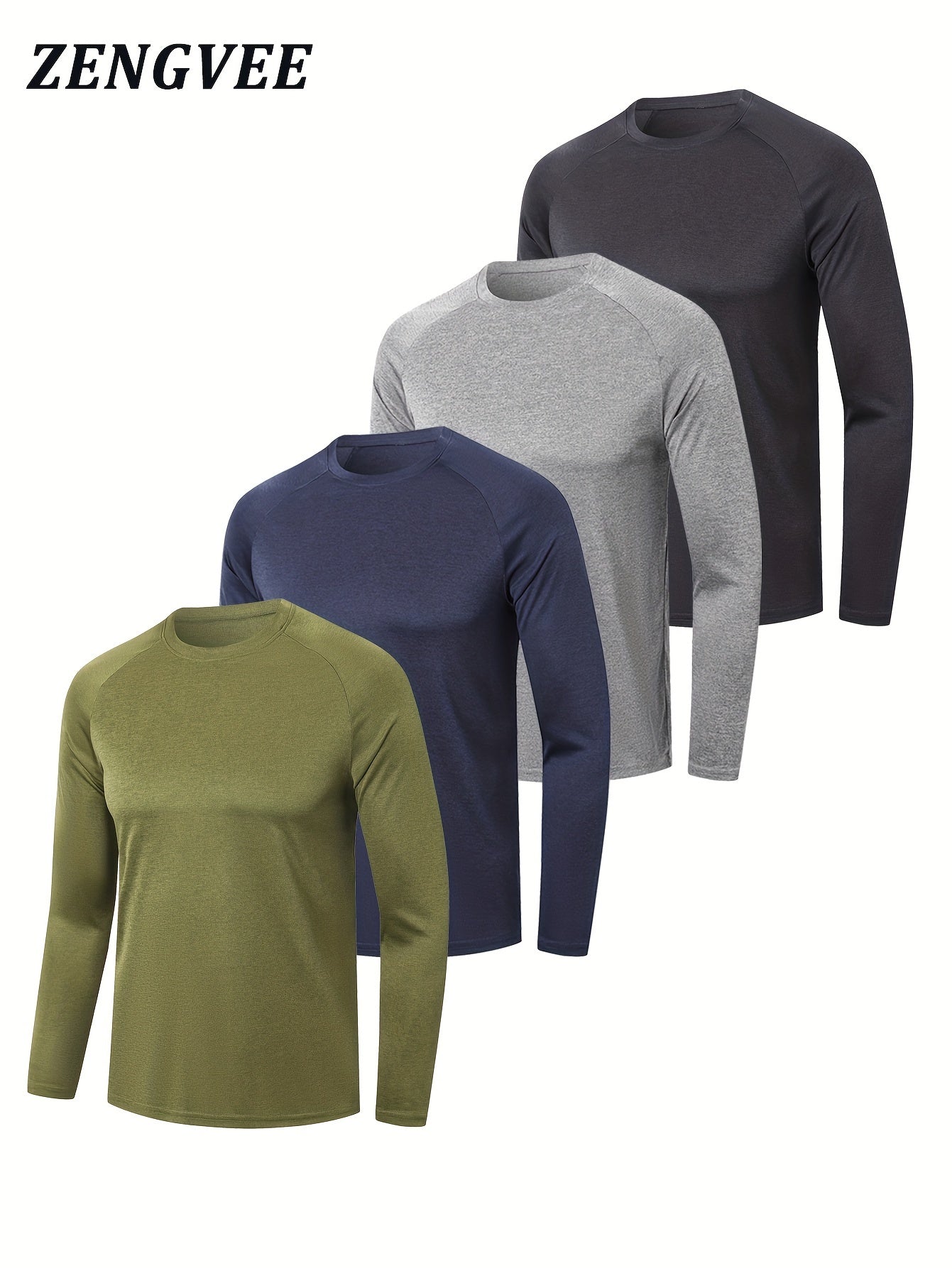 4 Pcs Men's Compression T-shirts Crew Neck Quick Drying Fitness Training