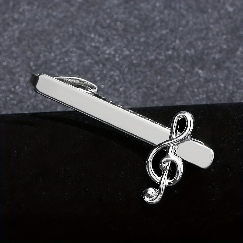 Men's Musical Note Tie Clip Silver Business Tie Decor