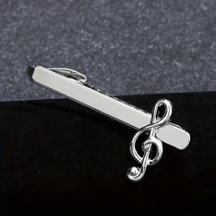 Men's Musical Note Tie Clip Silver Business Tie Decor