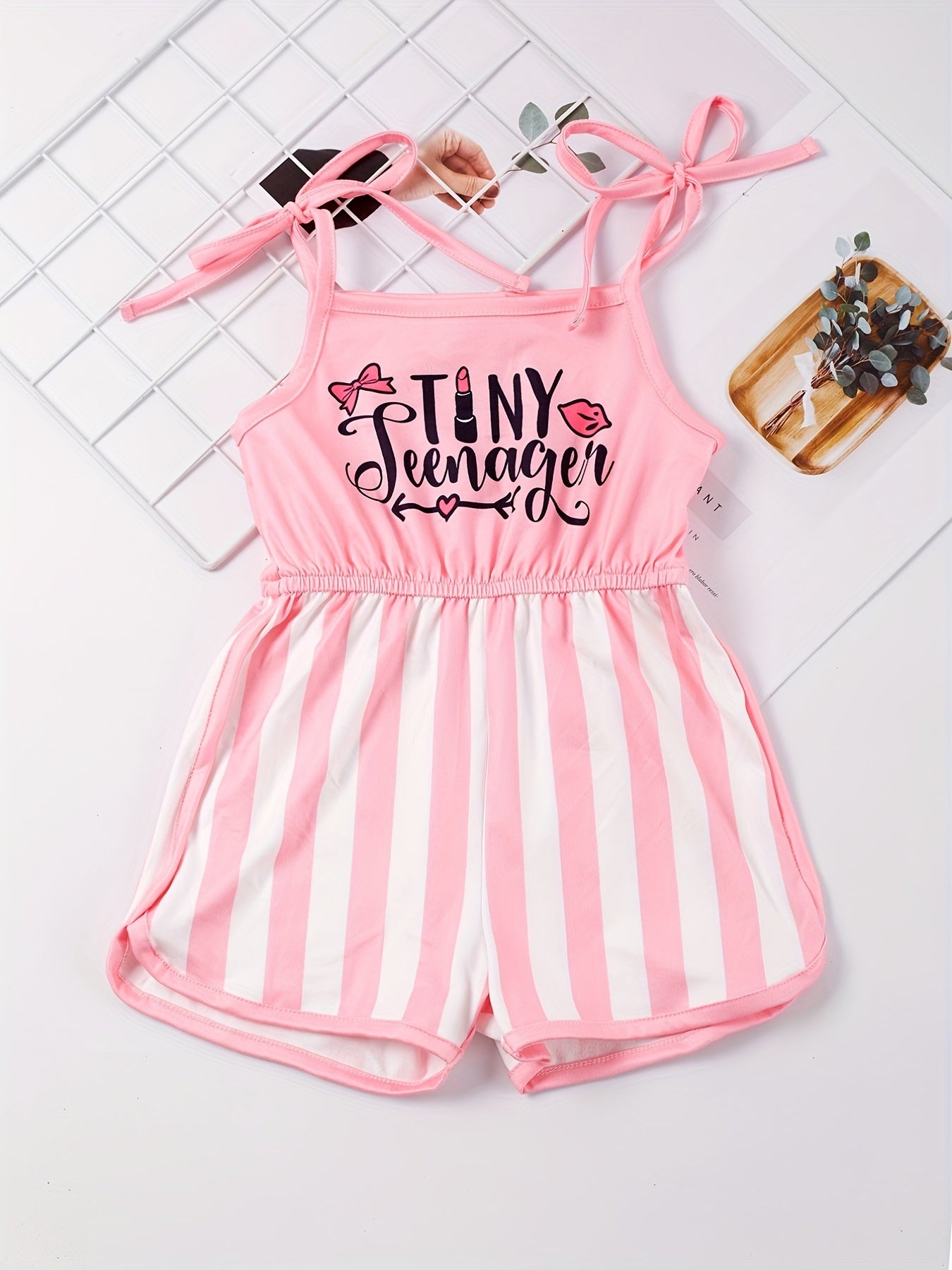 Toddler Girls Stripe Bow Cami Rompers Jumpsuits for Beach Vacation
