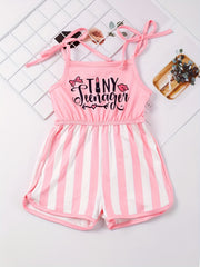 Toddler Girls Stripe Bow Cami Rompers Jumpsuits for Beach Vacation