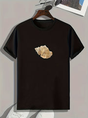 Conch Pattern Print Men's Comfy Sports T shirt