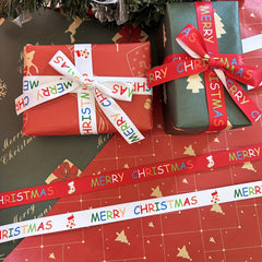 2 Rolls Christmas Ribbon Polyester Satin Wired Ribbon 66 Meters