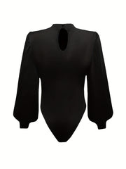 Slim Mock Neck Bodysuit Lantern Sleeve Spring/Fall