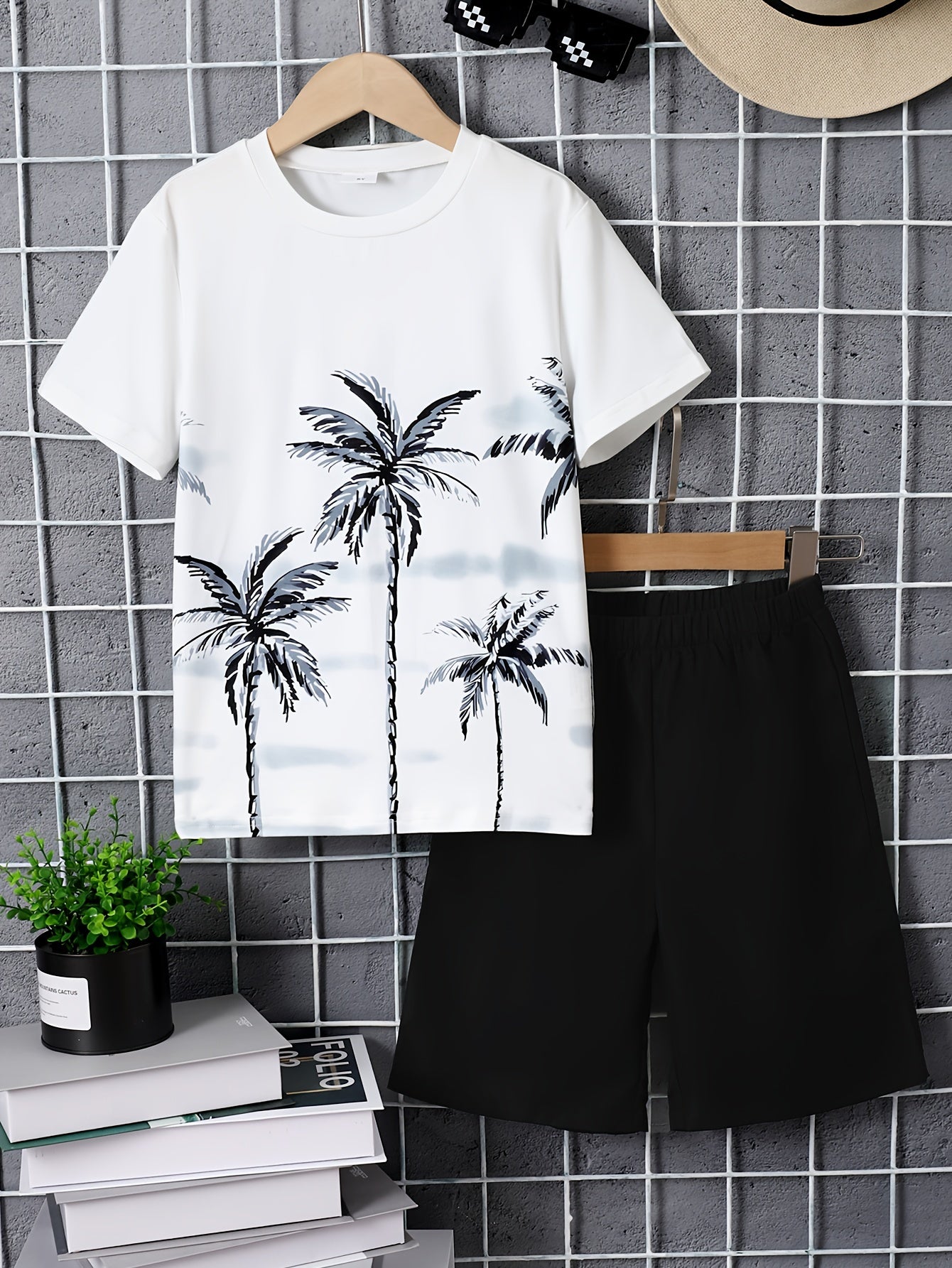 Boy's Teen Hooded T Shirt & Shorts Set for Summer