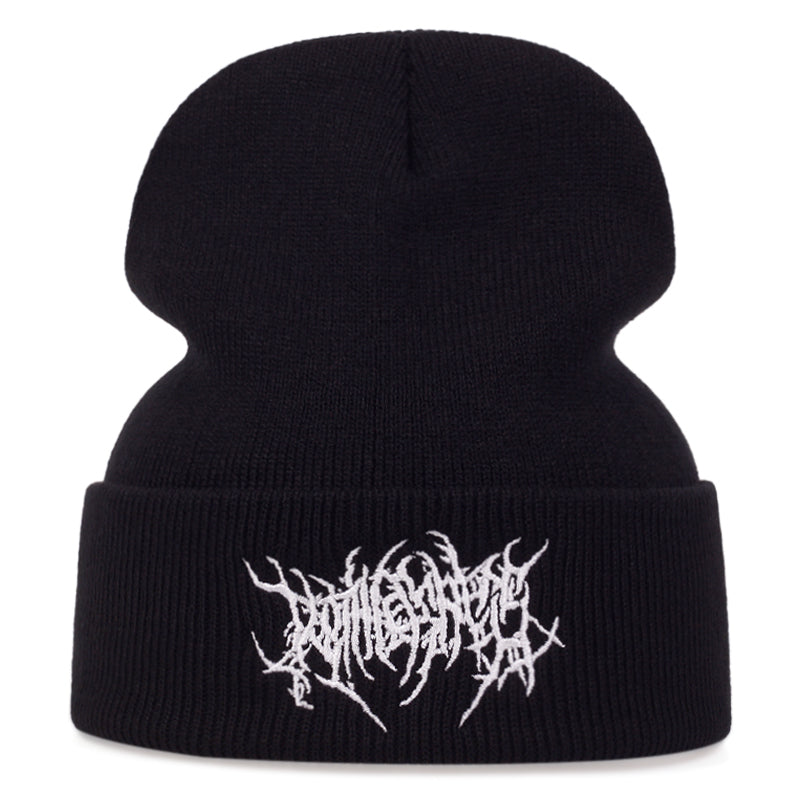 Winter Embroidered Knitted Beanie Wool Hat Ski Beret Adult Beanies