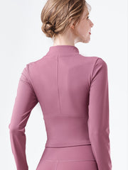 Turtle Collar Long Sleeve Zip-Up Yoga Top