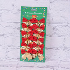 12pcs Christmas Tree Decoration Bow Red Flocking Bow Christmas Holiday Supplies