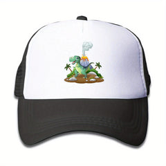 Boys Dinosaur Print Baseball Hat Sunscreen Mesh Breathable Trucker Cap