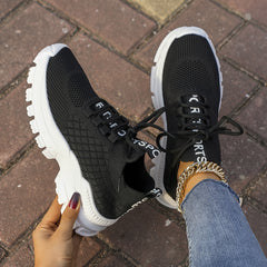 Women's Lace-up Running Shoes Letter Pattern
