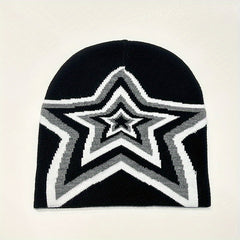 Elastic Star Pattern Knit Beanie Hat for Men Women