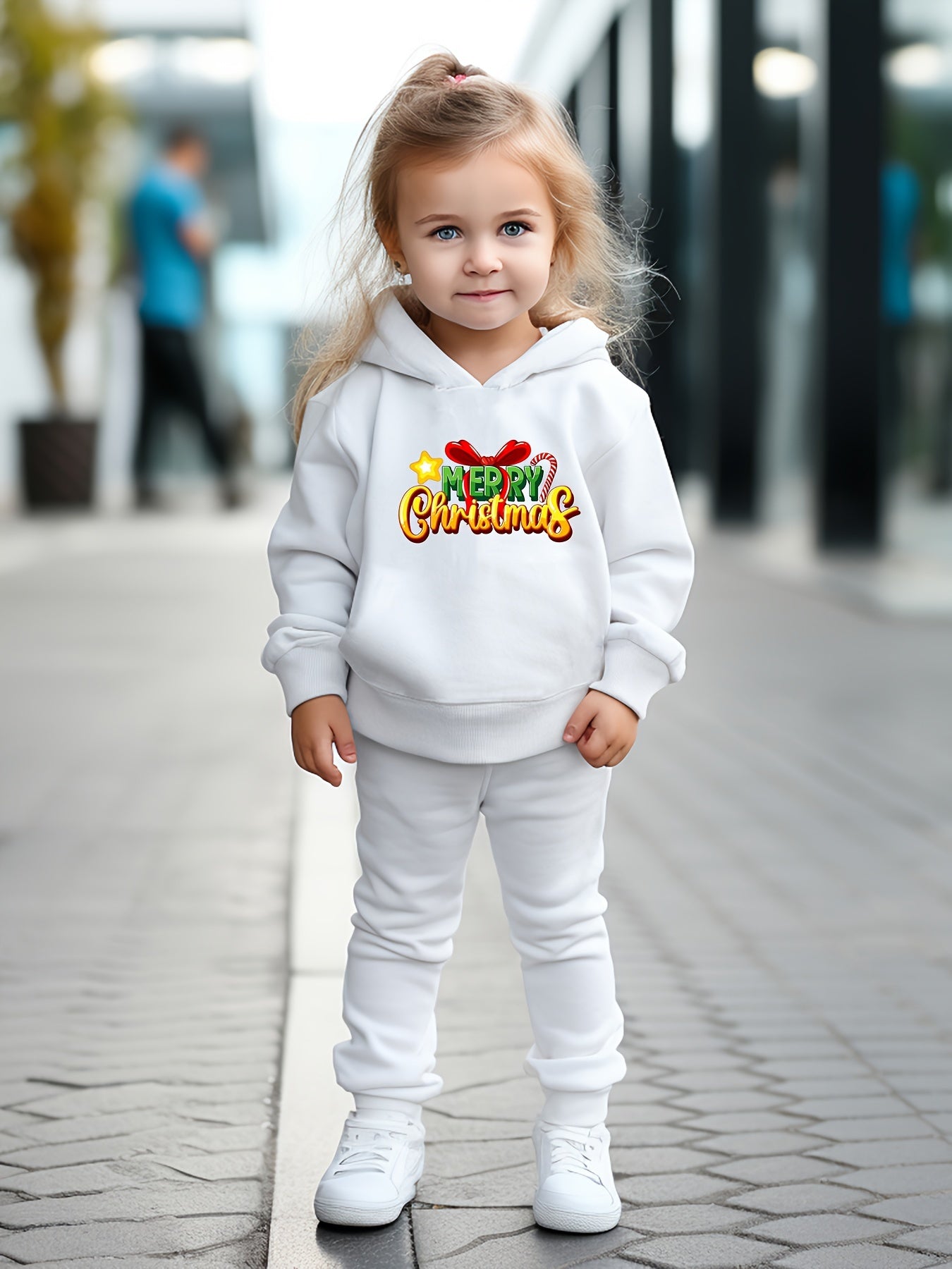 MERRY CHRISTMAS Print Hoodies Pants Set For Kids Spring Fall Sports Gift