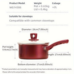 1qt Nonstick Saucepan with Glass Lid Induction Ready