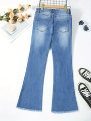 Kid Girls Ripped & Flared Denim Pants - Casual & Street