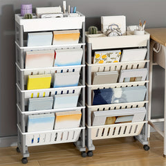 5-6 Level Movable Bookshelf Desk Side Bookshelf