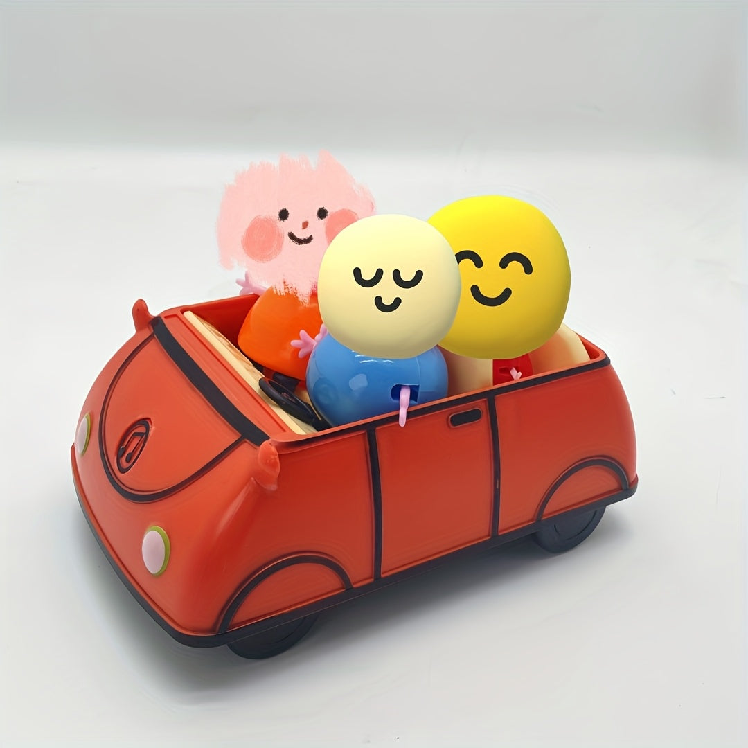 Red Toy Car Moving Wheels Animated Character Figurine Compartment No Needed