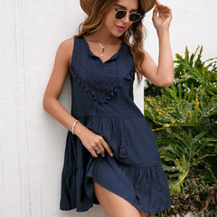 Mori Kei Sleeveless Loose Dress Casual Vacation Spring Summer
