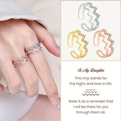 Daughter Double Layer Wavy CZ Open Ring