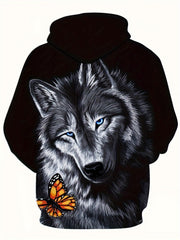 Wolf 3D Print Hoodie Men Graphic Hooded Pullover Autumn Winter