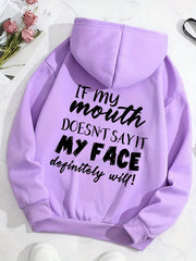 Graphic Print Drawstring Loose Hoodie Long Sleeve Sweatshirt