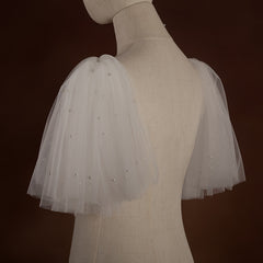European & American Bridal Wedding Attire with Removable Pearl Shawls