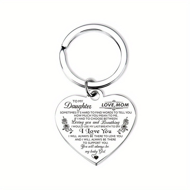 Heart Keychain Key Ring Inspirational Birthday Gift From Mom