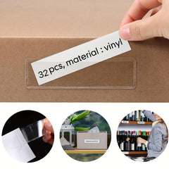 32pc Adhesive Label Holder for Shelves, Mailboxes, Kitchens - 10.92x3.05cm