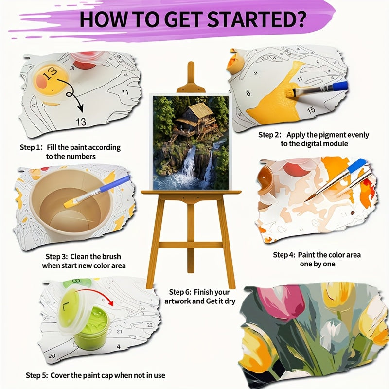 Glass Flower Adult Painting Kit Abstract Landscape Number Painting