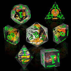 7pcs Halloween Resin Polyhedral Pointed Dices for Roleplaying and Board Games