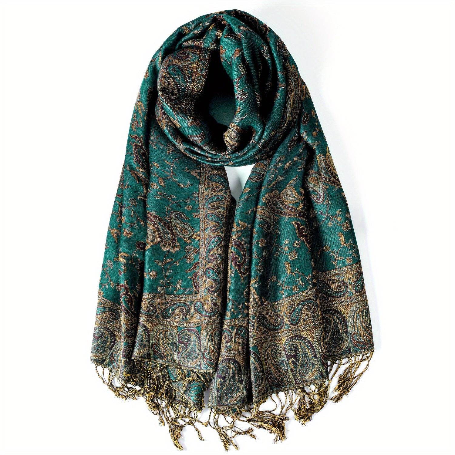 Vintage Cashmere Feel Warm Scarf Soft Silky Fringed Shawl