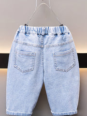 Cross Print Boys Denim Shorts - Summer Outdoor Wear