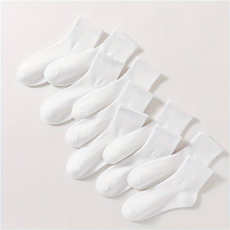 10 Pairs Solid Socks Comfy & Breathable Women's Stockings