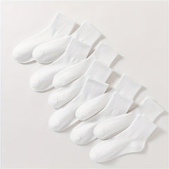 10 Pairs Solid Socks Comfy & Breathable Women's Stockings