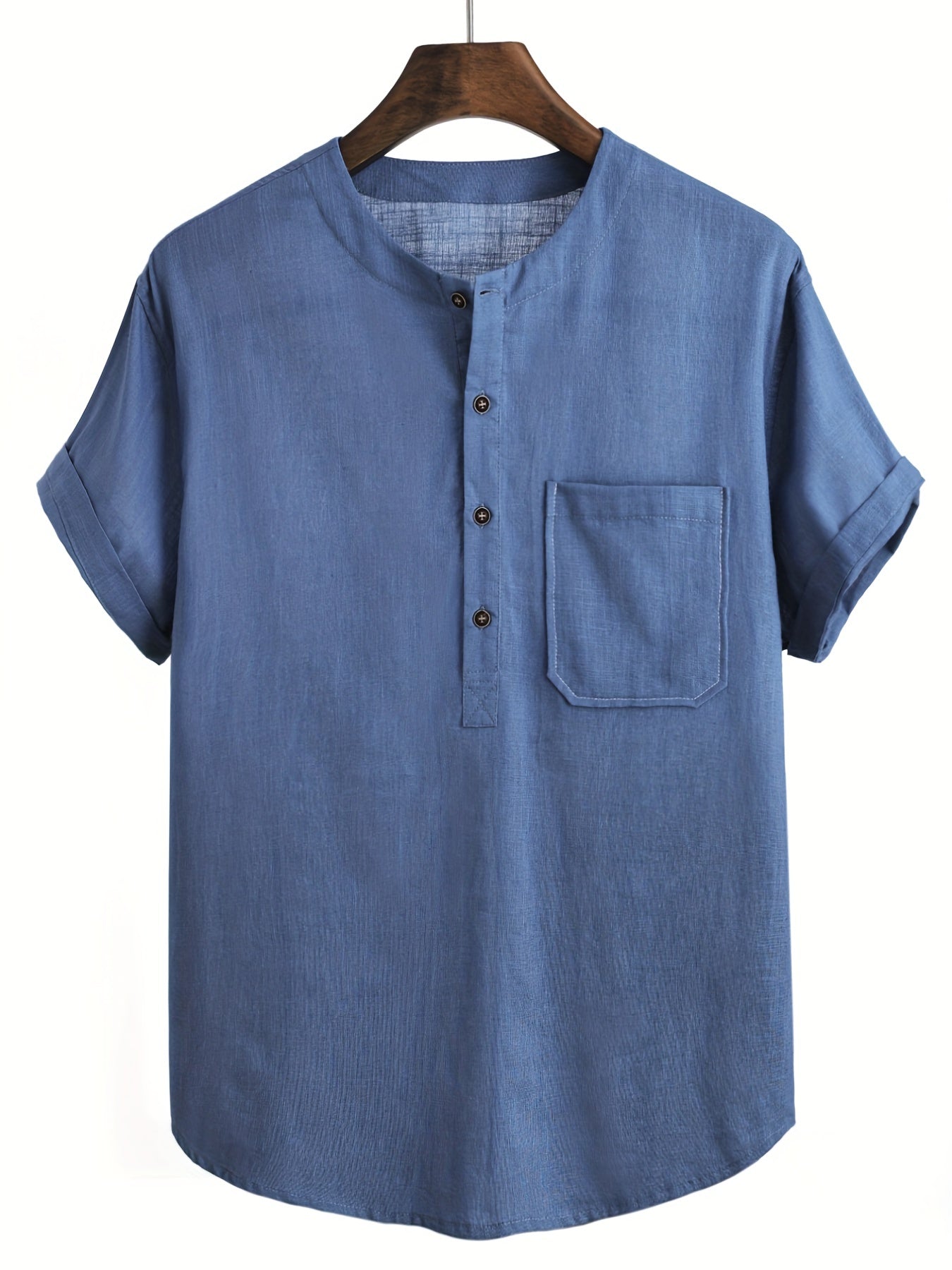 Men's Short Sleeve Shirt with Chest Pocket for Summer