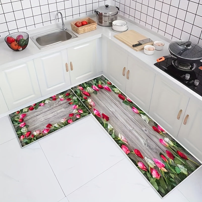 2pcs Anti Fatigue Kitchen Rug Set Non Slip Waterproof Machine Washable Carpet