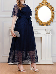 Bridesmaid Dress Solid Lace Maxi Evening Formal Dress