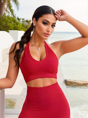 Halter Neck Sports Bra Medium Stretch Workout Bra